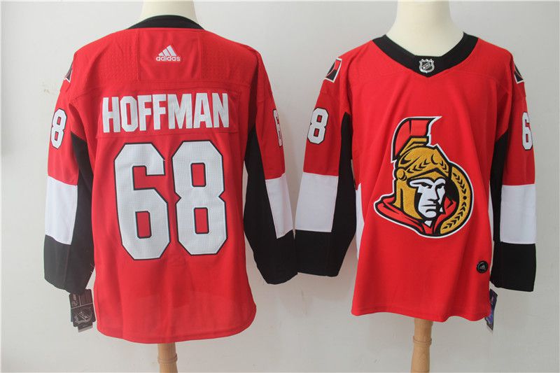 Men Ottawa Senators 68 Hoffman red Adidas Hockey Stitched NHL Jerseys
